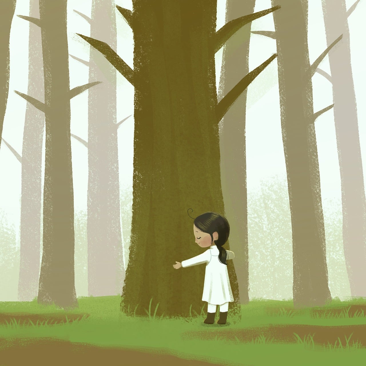 Child in forest illustration
