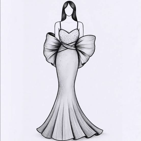 Sculptural fashion sketch